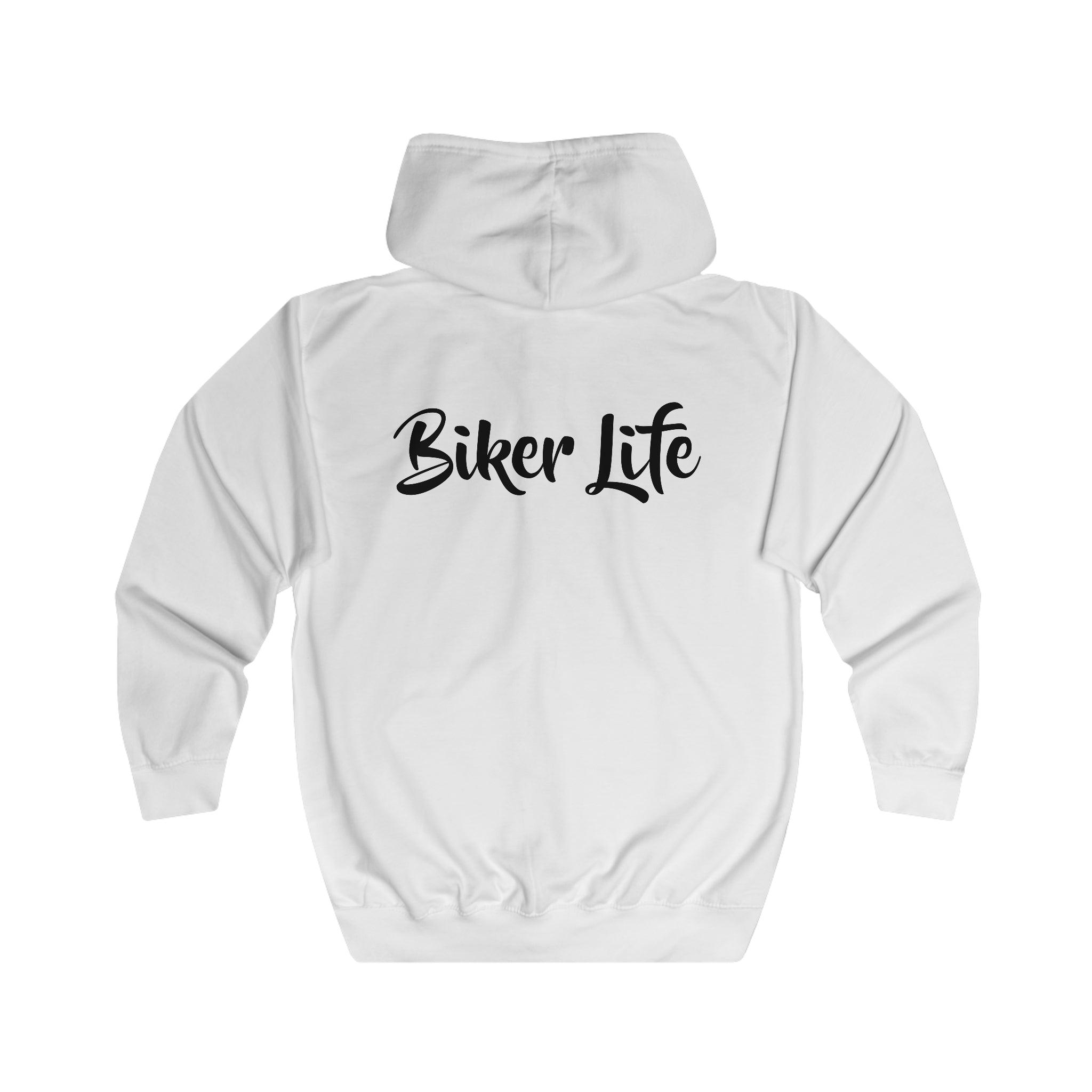 Hoodie Unisex weiß Motorradmotiv Biker Life