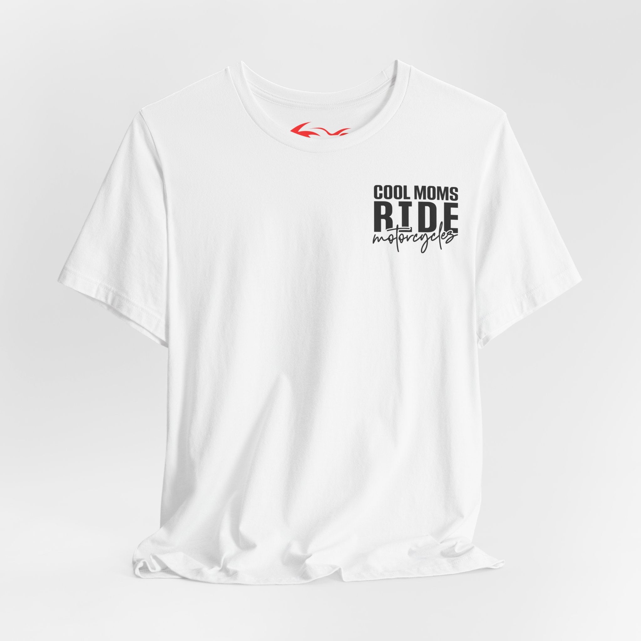 Motorrad-Art, T-Shirt mit Motorrad und Motorradfahrer auf Shirt Vorderseite, weiß, schwarz, blau, Bikerslogan und Bikermotive auf der Shirtrückseite, lustiger Motorradspruch