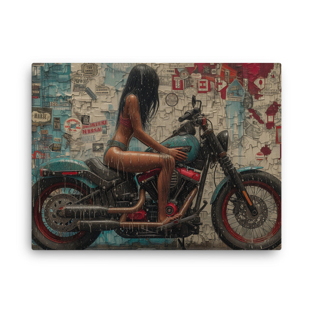Motorradart, Fotoleinwand Motorradfahrer-Leinwand Arbeitszimmer Wohnzimmer-Motorradmotiv, erotische Frau-Motorrad