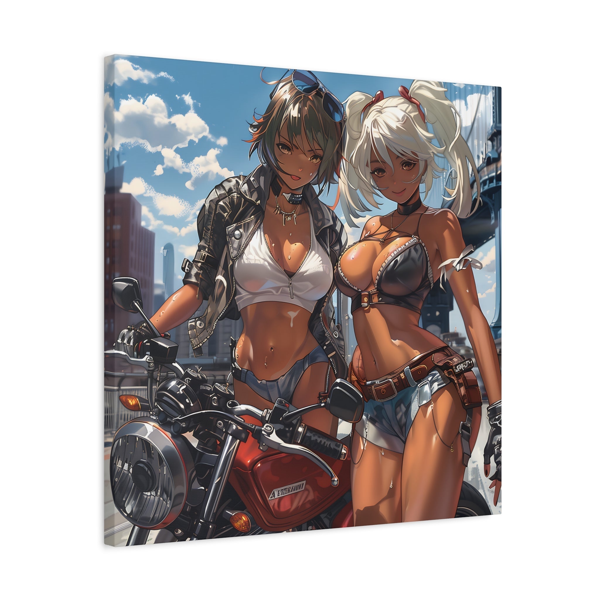 Motorrad-Art, Fotoleinwand Motorradmotiv-Motorradfahrer-Manga-Anime-Niji-Steampunk