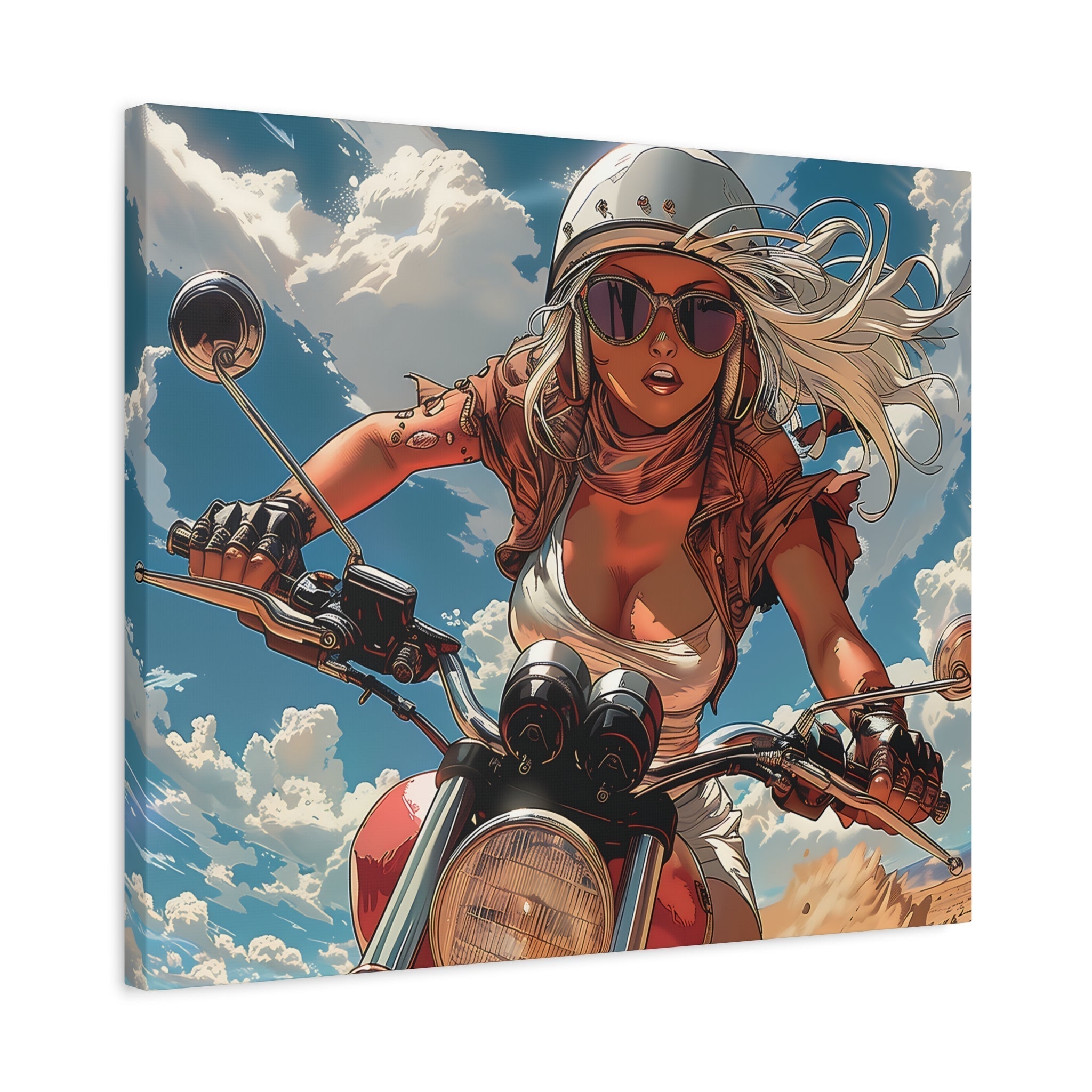 Motorrad-Art, Fotoleinwand Motorradmotiv-Motorradfahrer-Manga-Anime-Niji-Steampunk